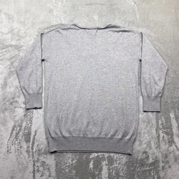 Banana Republic Womens Silk Blend V-Neck Sweater Grey Heather Medium Preppy - Picture 7 of 8